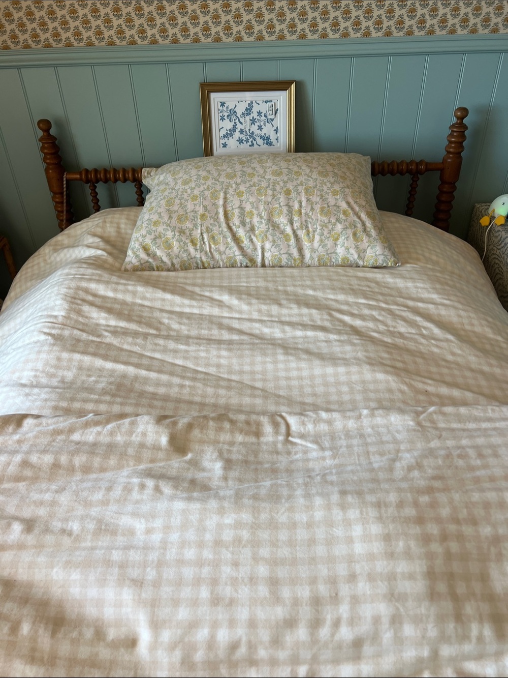 Zara Cream and Light rose Gingham Cotton Duvet Cover
